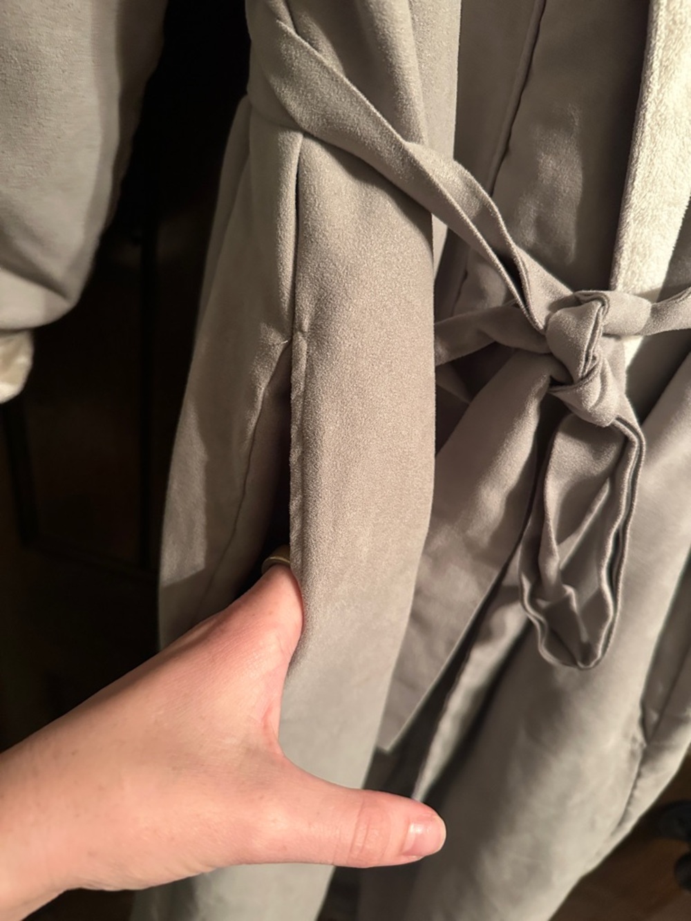 Nordstrom Light Gray Robe with Cream Trim Shawl Collar - Picture 4 of 8